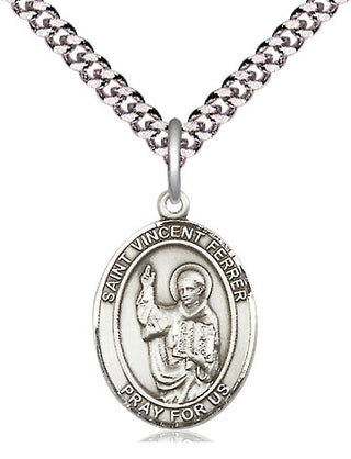 Pewter Saint Vincent Ferrer Medal Religious Jewelry Engraved Catholic Saint Jewelry