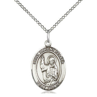 Sterling Silver Saint Vincent Ferrer Medal Religious Jewelry Engraved Catholic Saint Jewelry