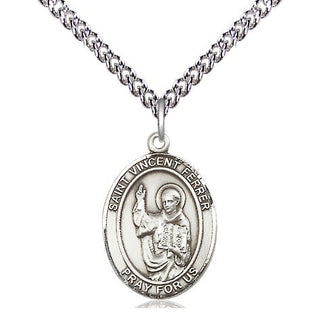 Sterling Silver Saint Vincent Ferrer Medal Religious Jewelry Engraved Catholic Saint Jewelry