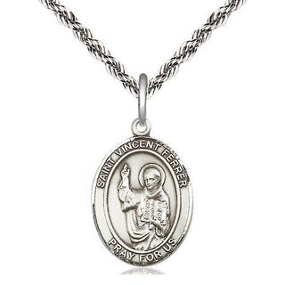 Sterling Silver Saint Vincent Ferrer Medal Religious Jewelry Engraved Catholic Saint Jewelry