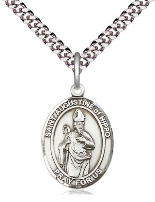 Pewter Saint Augustine of Hippo Medal Religious Jewelry Engraved Catholic Saint Jewelry