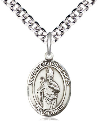 Pewter Saint Augustine of Hippo Medal Religious Jewelry Engraved Catholic Saint Jewelry