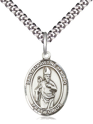 Pewter Saint Augustine of Hippo Medal Religious Jewelry Engraved Catholic Saint Jewelry