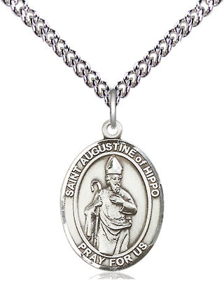 Sterling Silver Saint Augustine of Hippo Medal Religious Jewelry Engraved Catholic Saint Jewelry