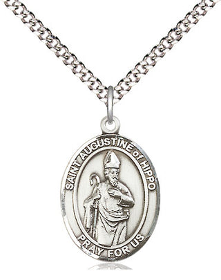 Sterling Silver Saint Augustine of Hippo Medal Religious Jewelry Engraved Catholic Saint Jewelry