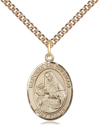 14kt Gold Filled Saint Madonna Del Ghisallo Medal Religious Jewelry Engraved Catholic Saint Jewelry