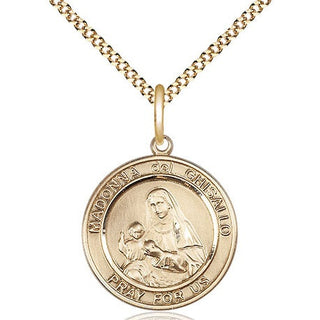 14kt Gold Filled Madonna del Ghisallo Medal Religious Jewelry Engraved Catholic Saint Jewelry