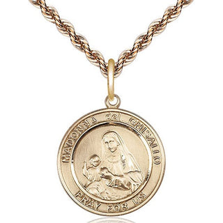 14kt Gold Filled Madonna del Ghisallo Medal Religious Jewelry Engraved Catholic Saint Jewelry