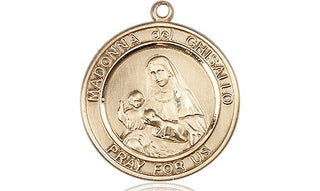 14kt Gold Madonna del Ghisallo Medal Engraved Catholic Saint Jewelry