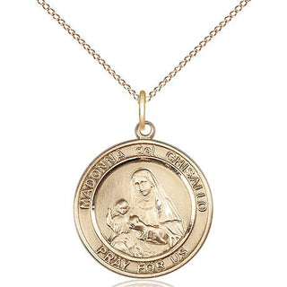 14kt Gold Madonna del Ghisallo Medal Engraved Catholic Saint Jewelry