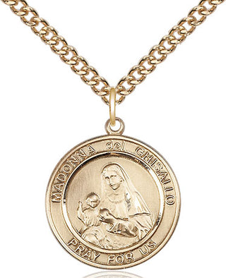 14kt Gold Madonna del Ghisallo Medal Engraved Catholic Saint Jewelry