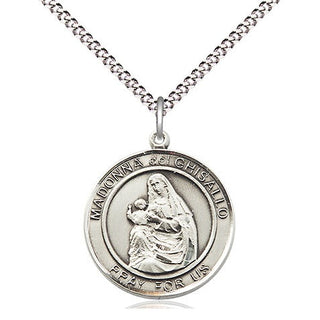 Pewter Madonna del Ghisallo Medal Religious Jewelry Engraved Catholic Saint Jewelry