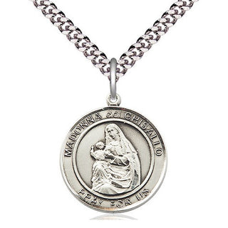 Pewter Madonna del Ghisallo Medal Religious Jewelry Engraved Catholic Saint Jewelry