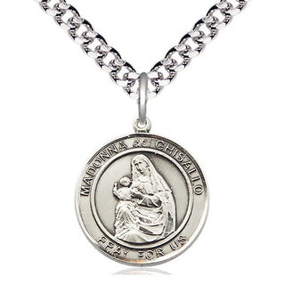 Pewter Madonna del Ghisallo Medal Religious Jewelry Engraved Catholic Saint Jewelry