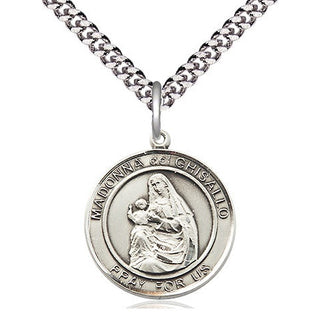 Pewter Madonna del Ghisallo Medal Religious Jewelry Engraved Catholic Saint Jewelry