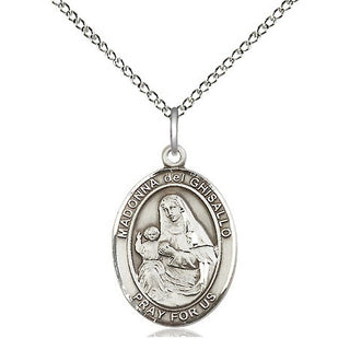 Sterling Silver Saint Madonna Del Ghisallo Medal Religious Jewelry Engraved Catholic Saint Jewelry