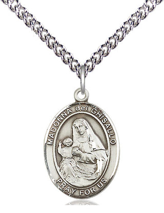 Sterling Silver Saint Madonna Del Ghisallo Medal Religious Jewelry Engraved Catholic Saint Jewelry