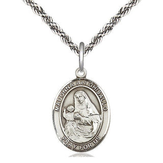 Sterling Silver Saint Madonna Del Ghisallo Medal Religious Jewelry Engraved Catholic Saint Jewelry