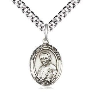 Pewter Saint John Neumann Medal Religious Jewelry Engraved Catholic Saint Jewelry