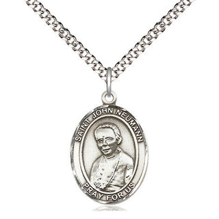Pewter Saint John Neumann Medal Religious Jewelry Engraved Catholic Saint Jewelry