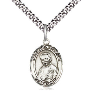 Pewter Saint John Neumann Medal Religious Jewelry Engraved Catholic Saint Jewelry