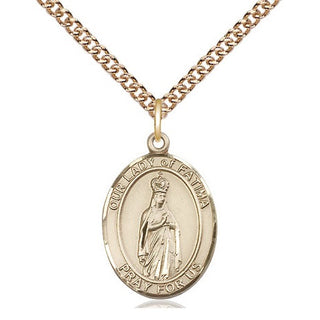 14kt Gold Filled Our Lady of Fatima Medal Religious Jewelry Engraved Catholic Saint Jewelry