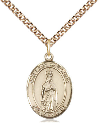 14kt Gold Our Lady of Fatima Medal Engraved Catholic Saint Jewelry