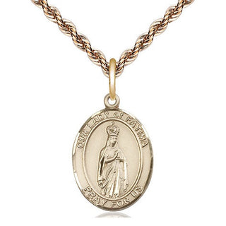 14kt Gold Our Lady of Fatima Medal Engraved Catholic Saint Jewelry