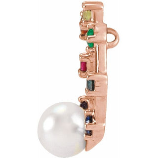 14K Rose Akoya Cultured Pearl Hold You Forever Rainbow Baby Necklace Center