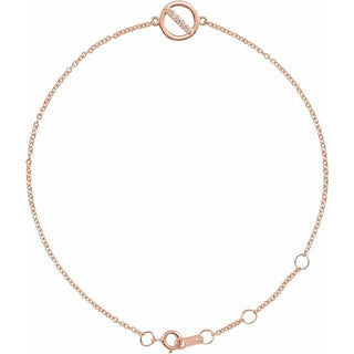 14K Rose .03 CTW Natural Diamond Circle 6 1/2-7 1/2" Bracelet 