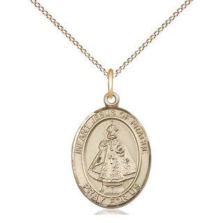 14kt Gold Filled Infant of Prague Medal Religious Jewelry Engraved Catholic Saint Jewelry