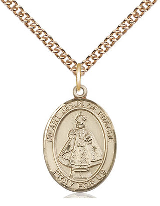 14kt Gold Filled Infant of Prague Medal Religious Jewelry Engraved Catholic Saint Jewelry