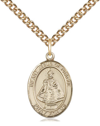 14kt Gold Filled Infant of Prague Medal Religious Jewelry Engraved Catholic Saint Jewelry