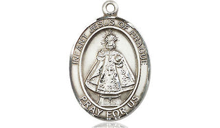Sterling Silver Infant of Prague Medal Engraved Catholic Saint Jewelry