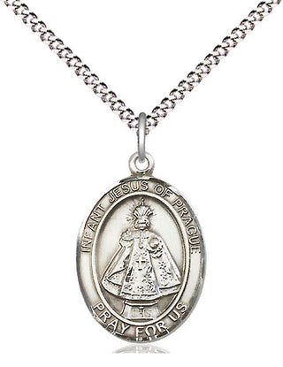 Sterling Silver Infant of Prague Medal Religious Jewelry Engraved Catholic Saint Jewelry