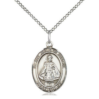 Sterling Silver Infant of Prague Medal Religious Jewelry Engraved Catholic Saint Jewelry