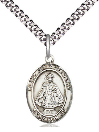 Sterling Silver Infant of Prague Medal Religious Jewelry Engraved Catholic Saint Jewelry