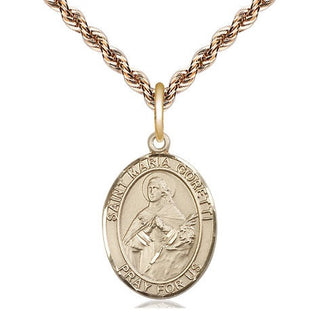 14kt Gold Saint Maria Goretti Medal Engraved Catholic Saint Jewelry