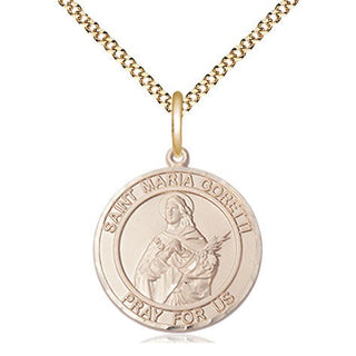 14kt Gold Filled Saint Maria Goretti Medal Religious Jewelry Engraved Catholic Saint Jewelry