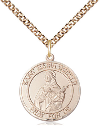 14kt Gold Filled Saint Maria Goretti Medal Religious Jewelry Engraved Catholic Saint Jewelry