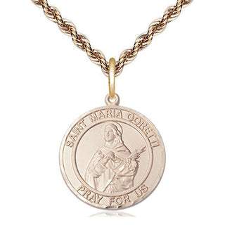 14kt Gold Filled Saint Maria Goretti Medal Religious Jewelry Engraved Catholic Saint Jewelry