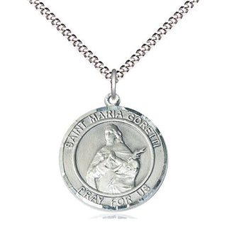Pewter Saint Maria Goretti Medal Religious Jewelry Engraved Catholic Saint Jewelry
