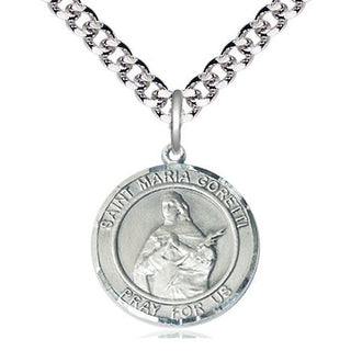 Pewter Saint Maria Goretti Medal Religious Jewelry Engraved Catholic Saint Jewelry
