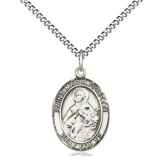 Sterling Silver Saint Maria Goretti Medal Religious Jewelry Engraved Catholic Saint Jewelry