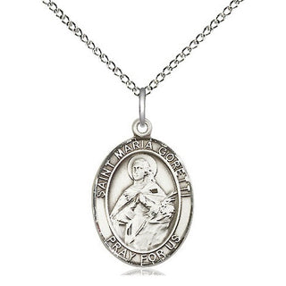 Sterling Silver Saint Maria Goretti Medal Religious Jewelry Engraved Catholic Saint Jewelry