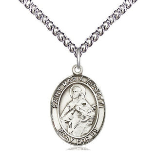 Sterling Silver Saint Maria Goretti Medal Religious Jewelry Engraved Catholic Saint Jewelry