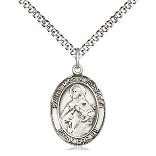 Sterling Silver Saint Maria Goretti Medal Religious Jewelry Engraved Catholic Saint Jewelry