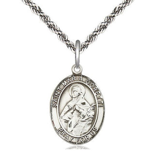 Sterling Silver Saint Maria Goretti Medal Religious Jewelry Engraved Catholic Saint Jewelry