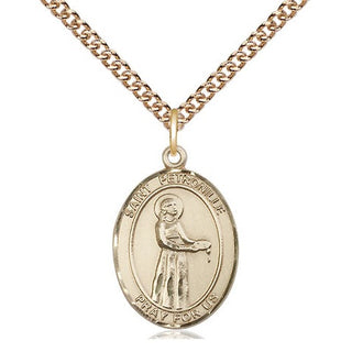 14kt Gold Saint Petronille Medal Engraved Catholic Saint Jewelry