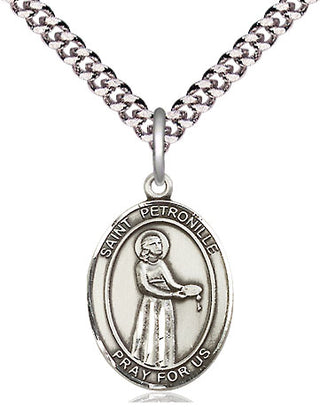 Pewter Saint Petronille Medal Religious Jewelry Engraved Catholic Saint Jewelry